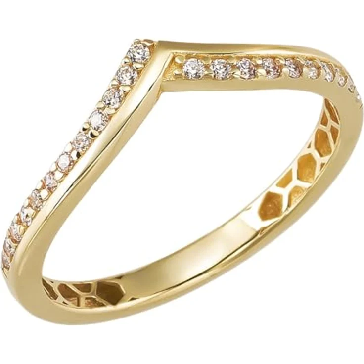 trendor Damenring Gold 333/8K, eleganter Zirkonia-V-Ring mit spitz zulaufendem Design, 2,5 mm breit – Bild 1