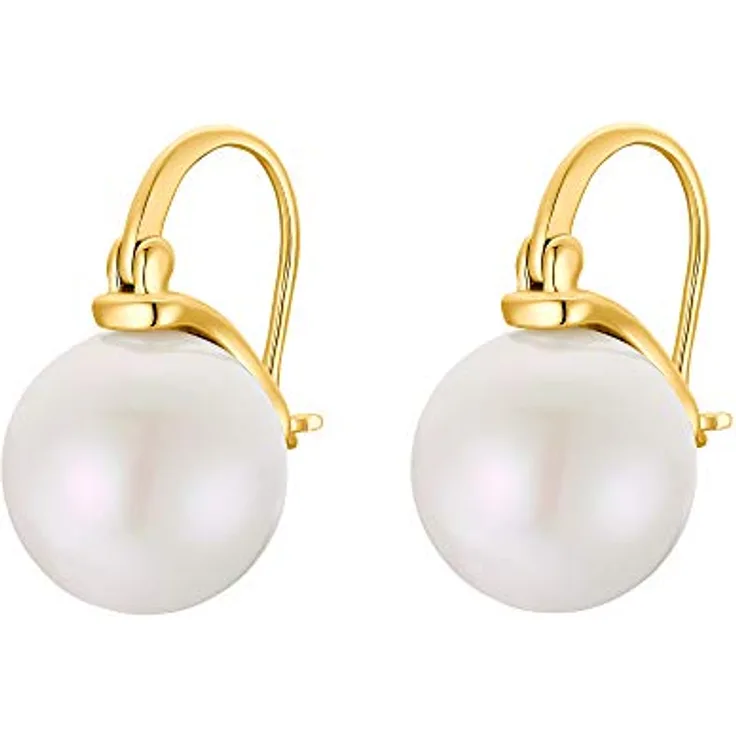 Heideman Ila Damen Ohrringe, goldfarbend aus Edelstahl mit weißen Perlen, matt, eleganter Ohrschmuck