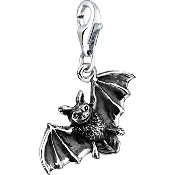 Nenalina Fledermaus Karabiner Charm Anhänger aus 925 Sterling Silber für Bettelarmband, vielseitig kombinierbar – Bild 1