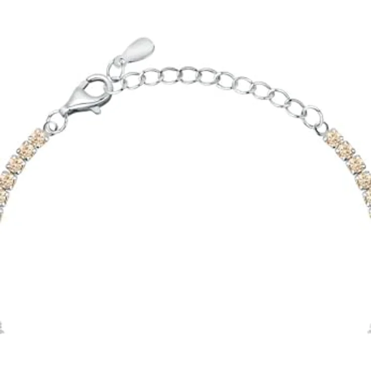 CHRIST Armband 89086426, Tennisarmband aus 925er Silber mit Champagner-Zirkonia, längenverstellbarer Karabinerverschluss – Bild 4