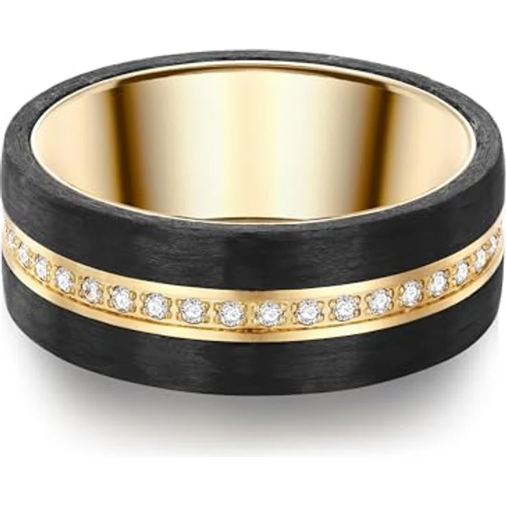 Trilani Damen-Ring Edelstahl gelbvergoldet mit Zirkonia in Brillantschliff – eleganter Vergoldungsring in Schmuckbox, ideal als Verlobungs- oder Partnerring – Bild 1