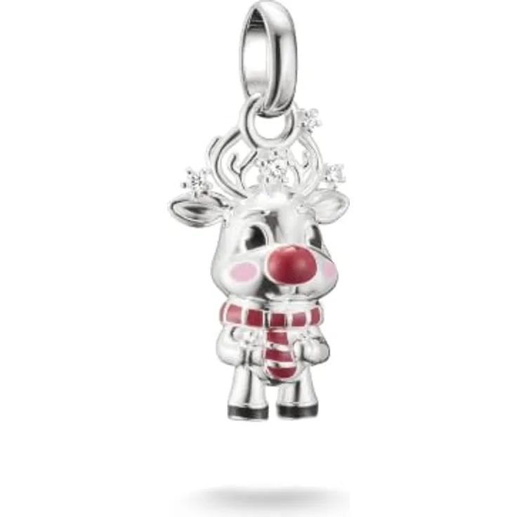 THOMAS SABO Charm Rentier - Connect, mit roter Nase und Zirkonia (synth)