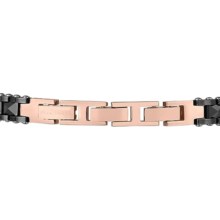 Maserati Ceramic Herren Armband, Edelstahl und Keramik, IP schwarz und IP RG, 21,5 cm, mit Clip-Verschluss - JM422ATZ13 – Bild 3