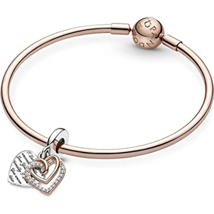 PANDORA ROSE Charm-Anhänger Verschlungene Herzen, Silber mit 14k rosévergoldet, Zirkonia, Gravur „I Love You Unconditionally“ – Bild 5
