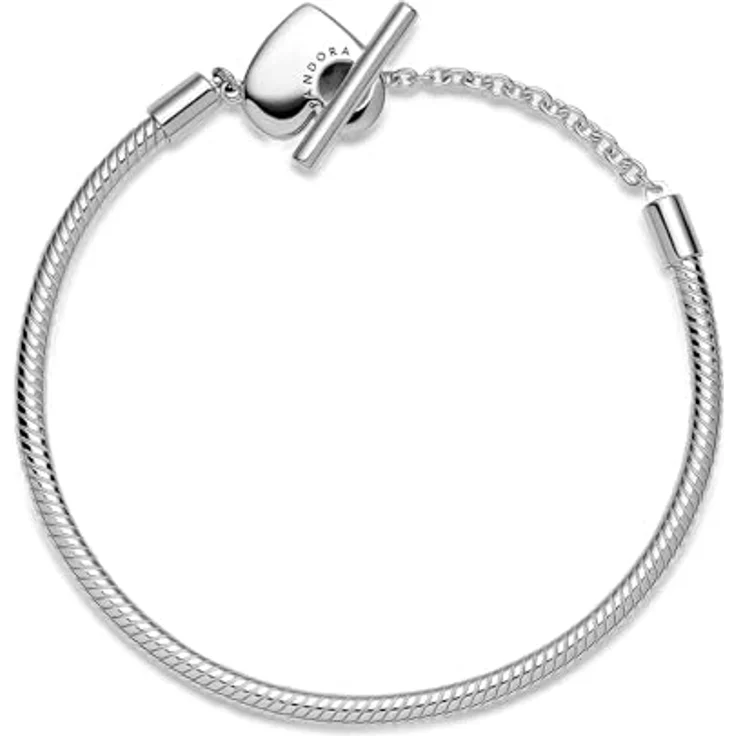 PANDORA Moments Schlangen-Gliederarmband mit T-Verschluss aus Sterling Silber, Größe 16 cm, geeignet für 10-13 Charms – Bild 3