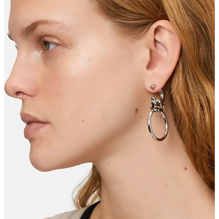 LIEBESKIND BERLIN Lora-Serie Damen Schmuck, Kette, Ohrringe & Armband mit ineinander verschlungenen Ringen aus poliertem Edelstahl, Silber – Bild 3