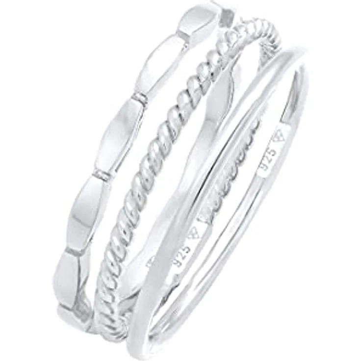 Elli Ring Damen Band Stacking Trio, Basic Minimal Zeitlos aus 925 Sterling Silber, Handgefertigt, Anlaufgeschützt – Bild 1
