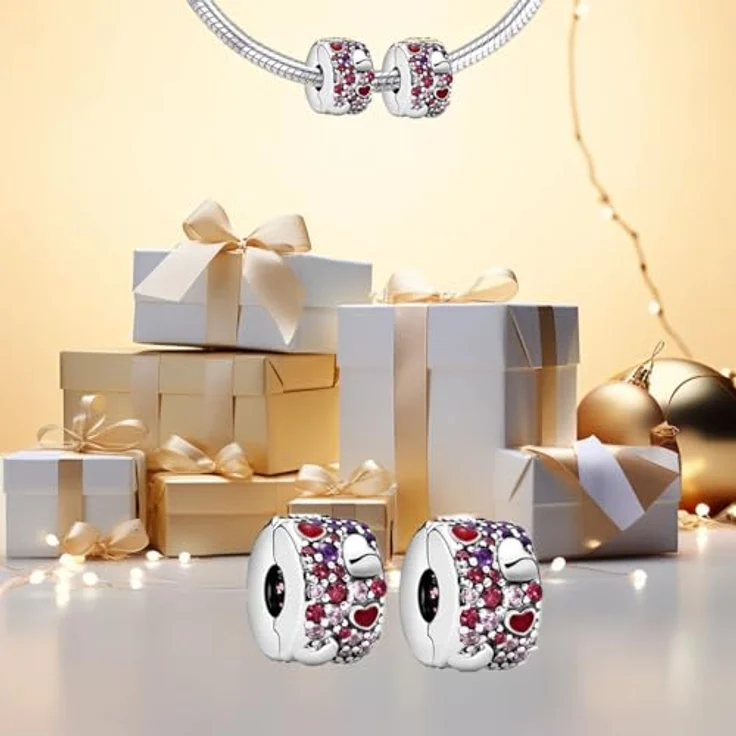 Anduonie Rotes Herz Charms Stopper, Anhänger aus Silber 925, kompatibel mit europäischen Armbändern – Bild 4