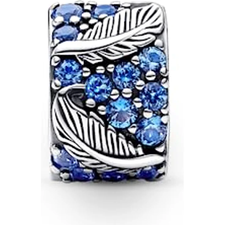 PANDORA Geschwungene Feder & Pavé-Clip, Sterling-Silber mit Cubic Zirkonia, Silber-Blau, aus der Moments Kollektion, 792552C01 – Bild 3