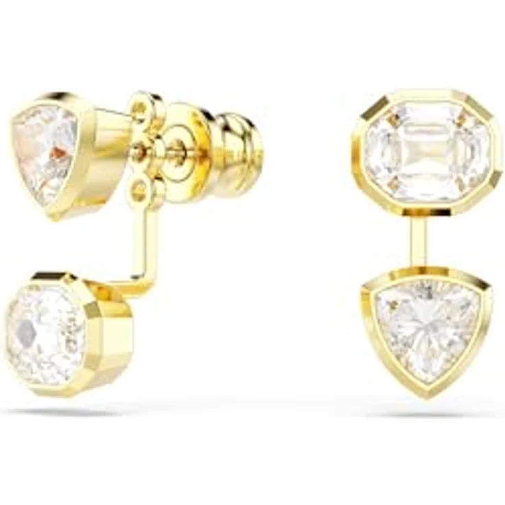 Swarovski 5705461 Ohrstecker, vergoldete Bernstein-Ohrringe mit Zirkonia im Billionen- und Achteckschliff, asymmetrisches Design – Bild 2