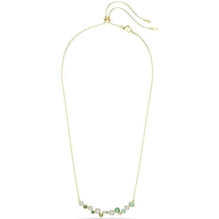 Swarovski Constella Halskette, vergoldete Damenhalskette mit klaren Kristallen und grünen Zirkonia, 38-48 cm, inklusive Swarovski Box – Bild 2