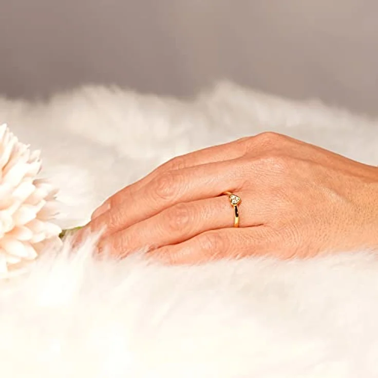 trendor Damenring Gold 333/8K Herz mit Zirkonias, eleganter Ring aus Echtgold für Frauen, Ringgröße 50/15,9 – Bild 4