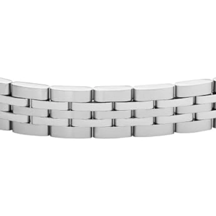 Fossil Herrenarmband, Edelstahl Silberfarben, Matt und glänzend, mit Faltverschluss – Bild 5
