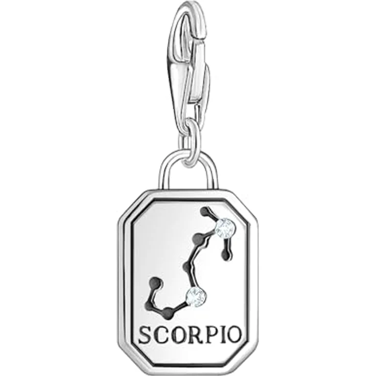 THOMAS SABO Charm-Anhänger Sternzeichen Skorpion, Silber 925 Sterlingsilber, geschwärzt mit Steinen, Karabinerhaken – Bild 2