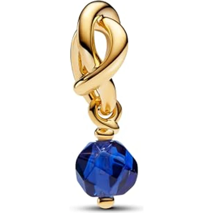PANDORA Moments Facettierter wasserblauer Ewigkeitskreis Charm-Anhänger, Sterling Silber mit vergoldeter Metalllegierung und Kristall, kompatibel mit Moments Armbändern, 763462C09 – Bild 2