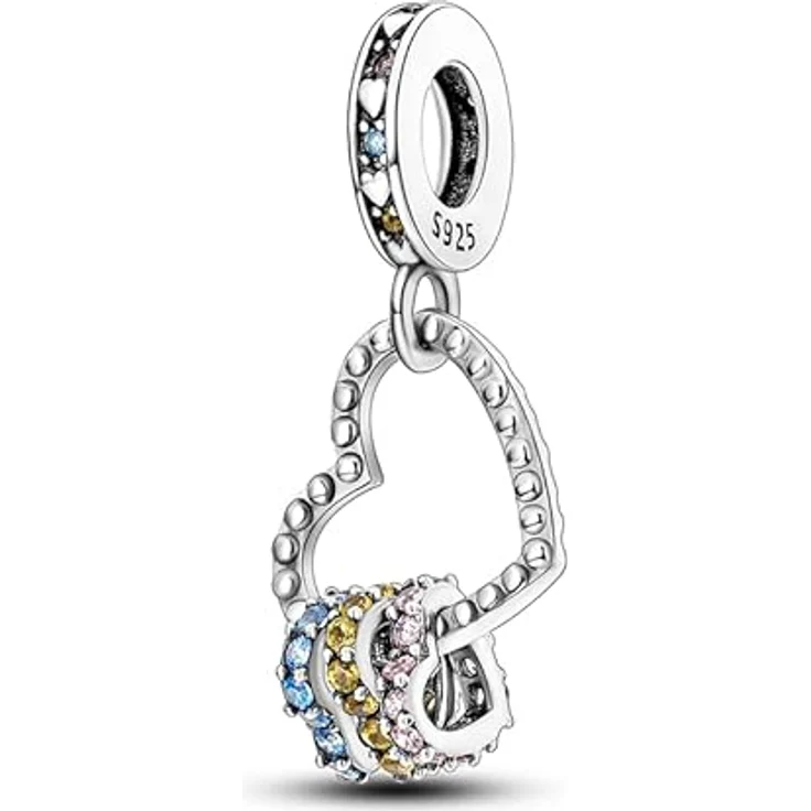 TINSLO Charm Anhänger Damen 925 Sterling Silber mit Zirkonia-Steinen, kompatibel mit Pandora Armband und Halskette, für europäische Armbänder B11 – Bild 1