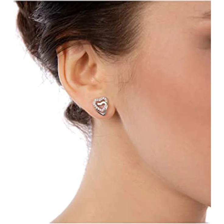 JETTE Damen-Ohrstecker 925er Silber mit 30 Zirkonia, 1,5 cm lang, eleganter Ohrschmuck in Geschenkbox – Bild 2