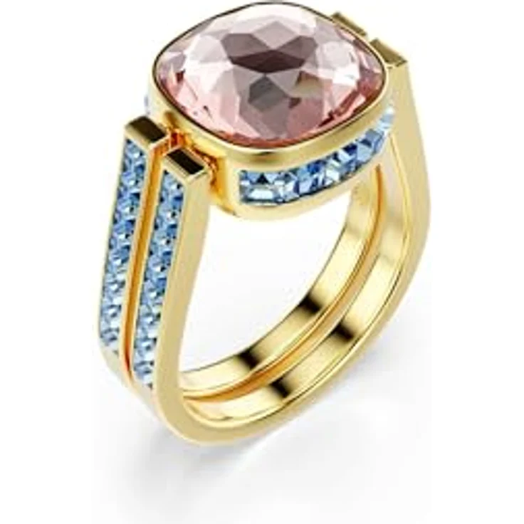 Swarovski Chroma Ring, Kissenschliff, Mehrfarbig mit Goldlegierungsschicht, grüner und pinkfarbener Swarovski ReCreated Crystal – Bild 2