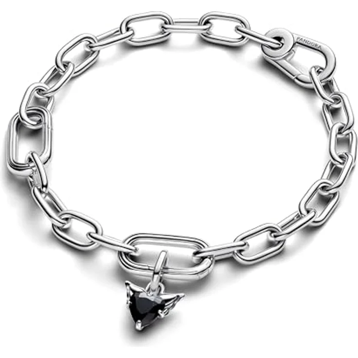 PANDORA ME Geflügeltes Herz Mini-Charm-Anhänger aus Sterling Silber mit schwarzem künstlichen Kristall, kompatibel mit Moments und ME Armbändern, 793626C01 – Bild 3