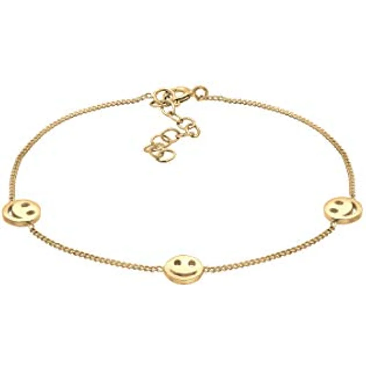 Elli Damen-Armband mit Smiling Plättchen, 16 cm, 925 Sterling Silber, anlaufgeschützt, hochglanzpoliert – Bild 1