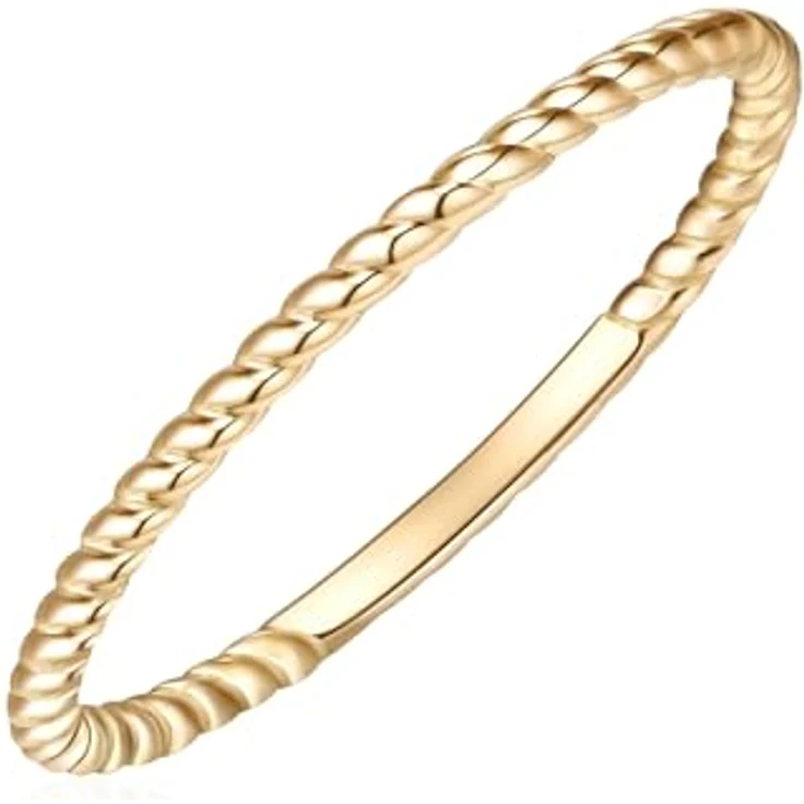 GLANZSTÜCKE MÜNCHEN Damen-Ring 925/- Sterling Silber gelbvergoldet, gedrehter Steckring mit filigraner Ringschiene, perfekt für Stapellooks – Bild 3