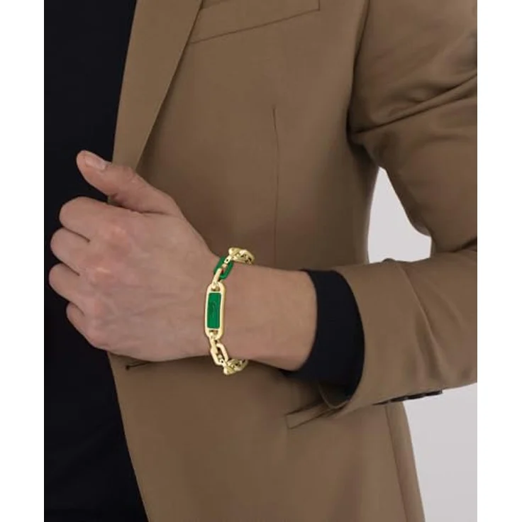Lacoste Herren Gliederarmband CREW, Edelstahl mit gravierter Plakette in grün, Silber oder Gold, 190 mm – Bild 6