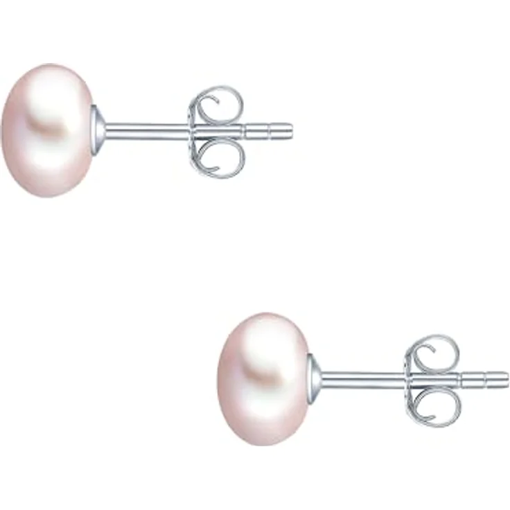 Valero Pearls Damen-Ohrstecker, Süßwasser-Zuchtperlen 7 mm Button fliederfarben, 925 Sterling Silber, elegantes Design mit Schmuckverpackung – Bild 3