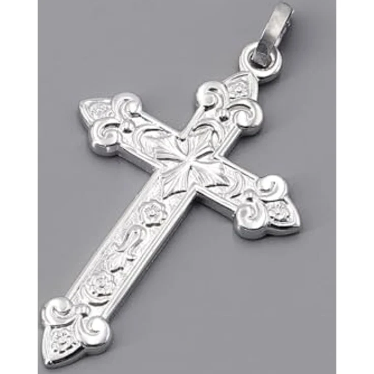 trendor Herren-Anhänger Orthodoxes Kreuz Silber 925, 35 mm mit rhodinierter Oberfläche und polierten Ornamenten, Made in Germany, maskulines Schmuckstück – Bild 3