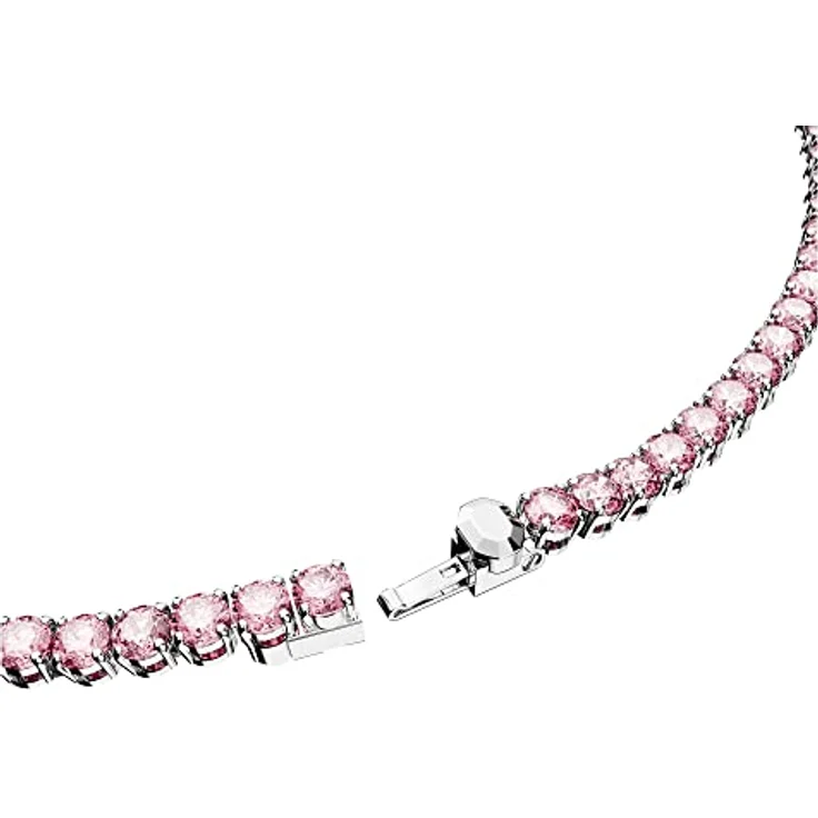 Swarovski Matrix Tennis Halskette, Rundschliff mit violett-rosafarbenen Kristallen, rhodiniert – Bild 3