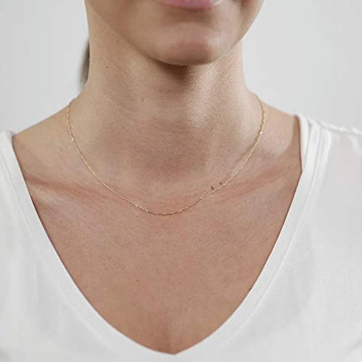 trendor Feine Singapur-Kette 333 Gold (8 Karat) 1,0 mm, elegante goldene Halskette, 42 cm, ideal als Geschenk für Damen – Bild 5
