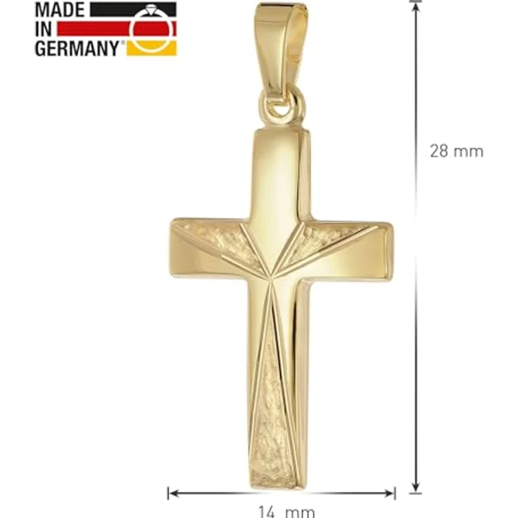 trendor Kreuz-Anhänger Gold 333 (8 Karat) 21 mm, elegantes Schmuckstück für Damen und Herren mit diamantiertem Dekor, Made in Germany, edles Geschenketui – Bild 4