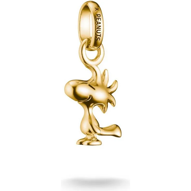 THOMAS SABO Charm-Einhänger THOMAS SABO x Peanuts Woodstock Charm - Connect, aus recyceltem gelbgold vergoldetem Silber 925, filigranes Design
