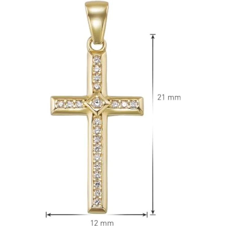 trendor Kreuzanhänger 21834, Anhänger Kreuz Gold 333/8K mit Zirkonia, 21 mm, geliefert mit Mikrofaser-Pflegetuch – Bild 4