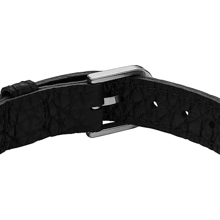 Fossil Herren-Armband Leather Essentials, Schwarzes Lederarmband, Länge: 256mm, Breite: 13.7mm, JF04473040, Edelstahlverschluss, Silberfarben, Poliert – Bild 5