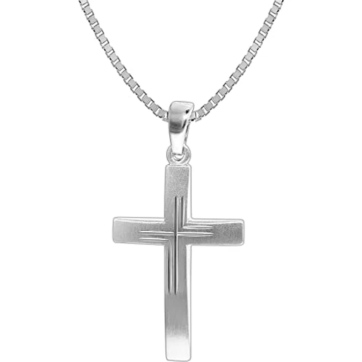 trendor Herren-Halskette mit Kreuz, 925 Silber, 50 cm, modischer Herrenschmuck, Geschenkidee in Geschenk-Box