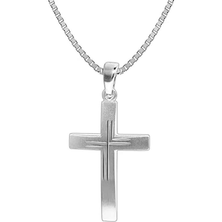 trendor Herren-Halskette mit Kreuz, 925 Silber, 50 cm, modischer Herrenschmuck, Geschenkidee in Geschenk-Box – Bild 1