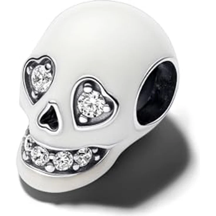 PANDORA Moments Glow-in-the-dark Totenkopf Charm aus Sterling Silber mit Cubic Zirkoniasteinen, kompatibel mit Moments Armbändern, 792811C01 – Bild 4