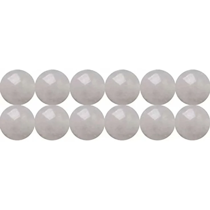 SKYBEADS Weiße Jade Halbedelsteine Perlen zum Auffädeln, Runde 10mm, Naturstein, 38cm Strang mit ca. 35 Stück – Bild 1
