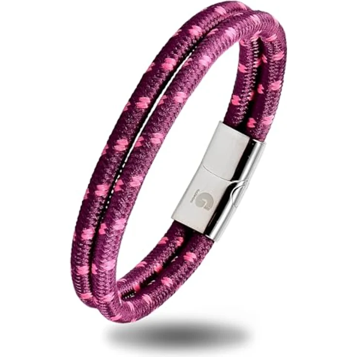 Galeara Noa Segeltau Armband, geflochtenes Surferarmband mit Magnetverschluss, maritim, rosa-lila, Größe 215 mm – Bild 1