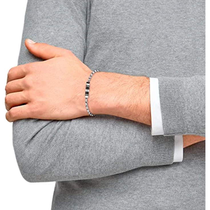s.Oliver Edelstahl Armband Herren, flexibles Armschmuck mit matter Oberfläche, 20+2 cm mit Karabinerverschluss, in Schmuck Geschenk Box – Bild 3