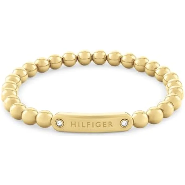 Tommy Hilfiger Jewelry Damen-Armband mit Schmuckperlen, Edelstahl in Gelbgold und Nelkengold, flexibler Stretchverschluss, 6-mm-Perlen