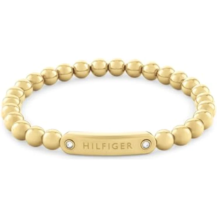 Tommy Hilfiger Jewelry Damen-Armband mit Schmuckperlen, Edelstahl in Gelbgold und Nelkengold, flexibler Stretchverschluss, 6-mm-Perlen – Bild 1