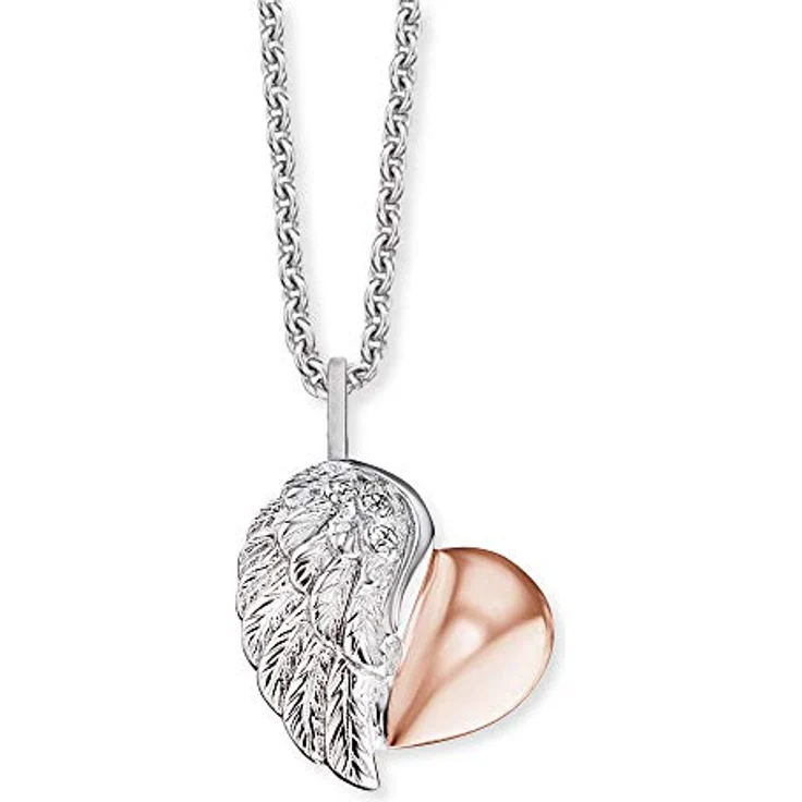 Engelsrufer Damen Halskette ERN-LILHEARTWING-BI, Sterling Silber mit Herzflügel-Anhänger, Zirkonia, Roségold-Beschichtung, verstellbare Länge, nickelfrei, Allergiker-geeignet – Bild 2