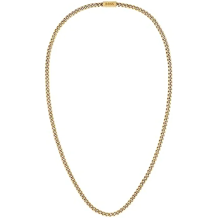 BOSS Jewelry Gliederhalskette für Herren, Edelstahl mit goldgelber IP-Beschichtung, 61 cm, magnetischer Verschluss, graviertes Logo – Bild 1