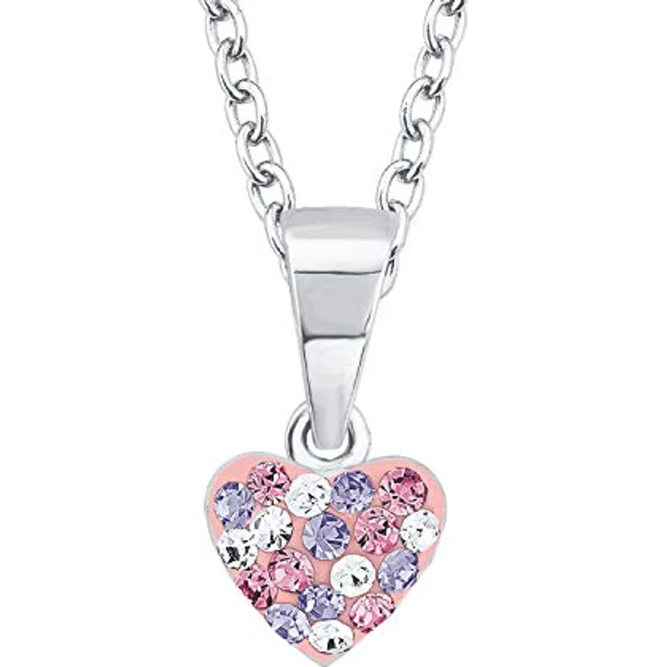 Prinzessin Lillifee Silberkette Herz mit glitzerndem Kristallstein, kindgerechtes Design für kleine Prinzessinnen – Bild 1