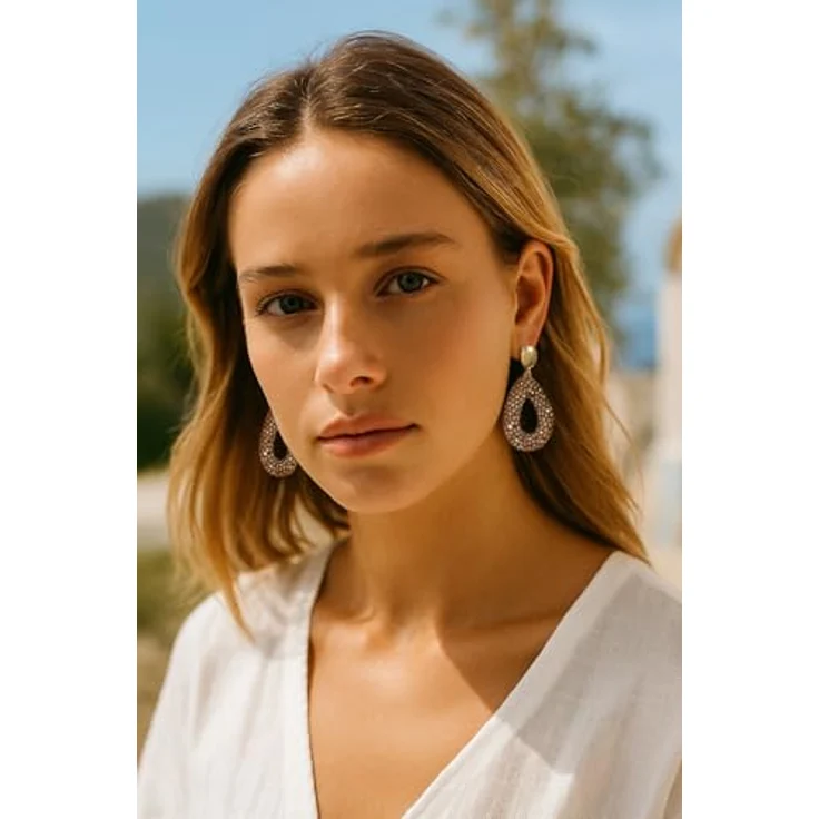 ROISE LADY Braun Boho Ohrringe, hängend mit tropfenförmigen Reisperlen, leichte und elegante Damen-Ohrringe im Bohème-Stil – Bild 3