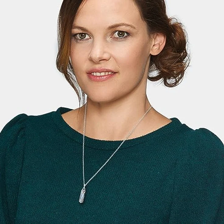 Engelsrufer Damen Halskette, Sterling Silber mit austauschbarem Kraftstein Anhänger Blauer Achat Größe M, Karabinerverschluss, dreifach verstellbar, nickelfrei – Bild 4
