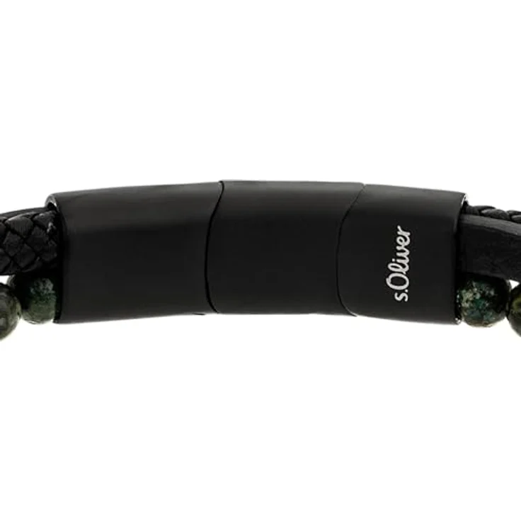 s.Oliver Herren Bracelet, Echtlederarmband in IP Schwarz, verstellbar bis 22 cm, wasserfest & hautfreundlich – Bild 2