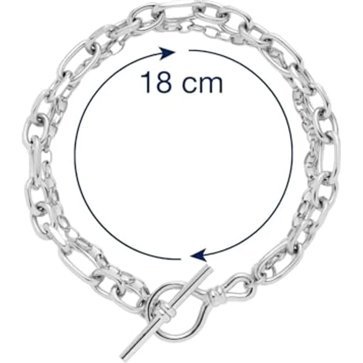 JEWELS BY LEONARDO Armband Elisabeth, doppelreihige Arm-Kette aus silberfarbenem Edelstahl mit geschliffener Ankerkette, 19 cm, Allergikerfreundlich, Geschenk für Frauen – Bild 2