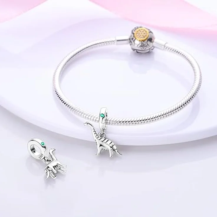 TINSLO Charm Anhänger 925 Sterling Silber, Zirkonia-Steine, kompatibel mit Pandora Armbändern und Halsketten, für Damen und Mädchen – Bild 3